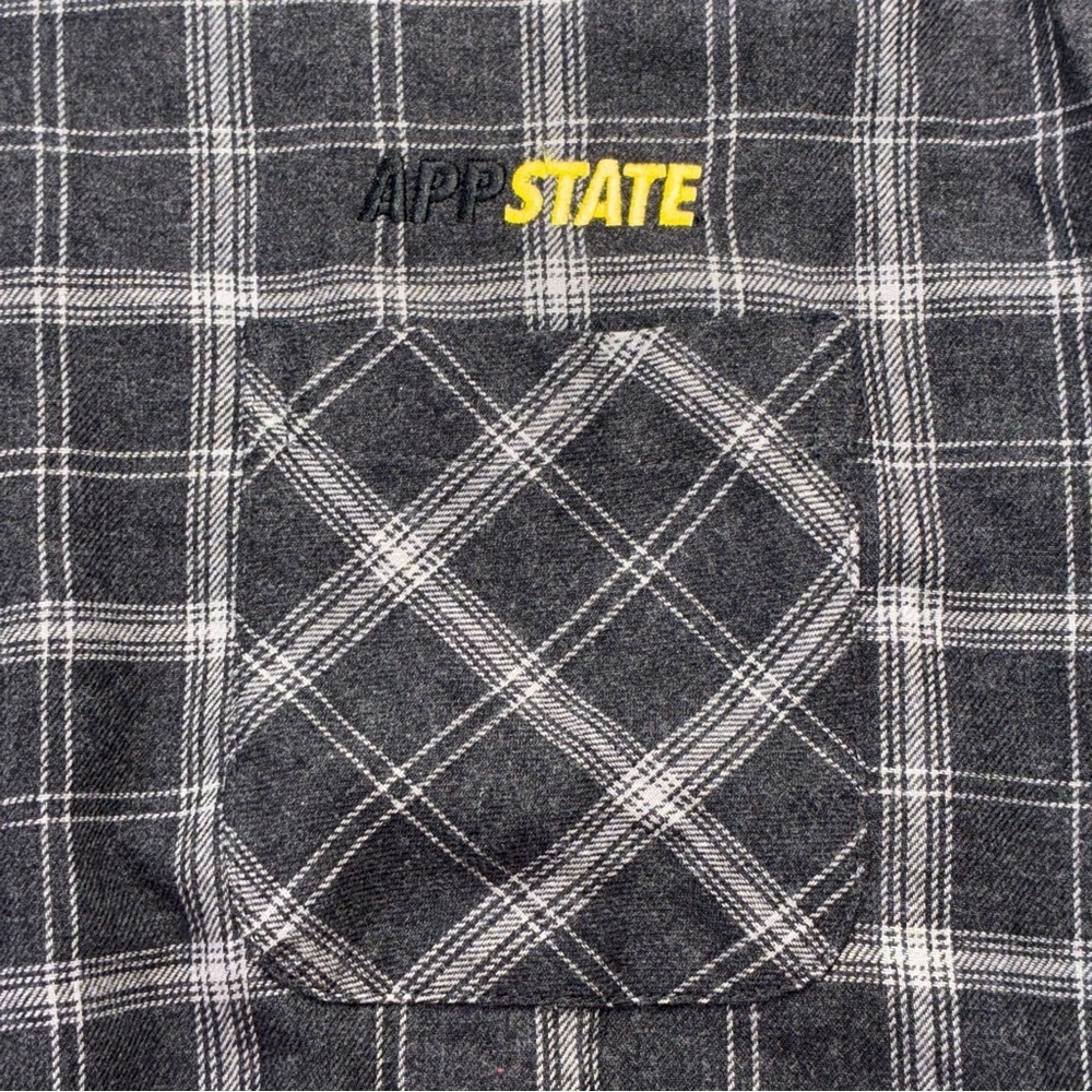 Vantage Men’s App State Flannel Shirt Gray Plaid 2X Cotton Appalachian State